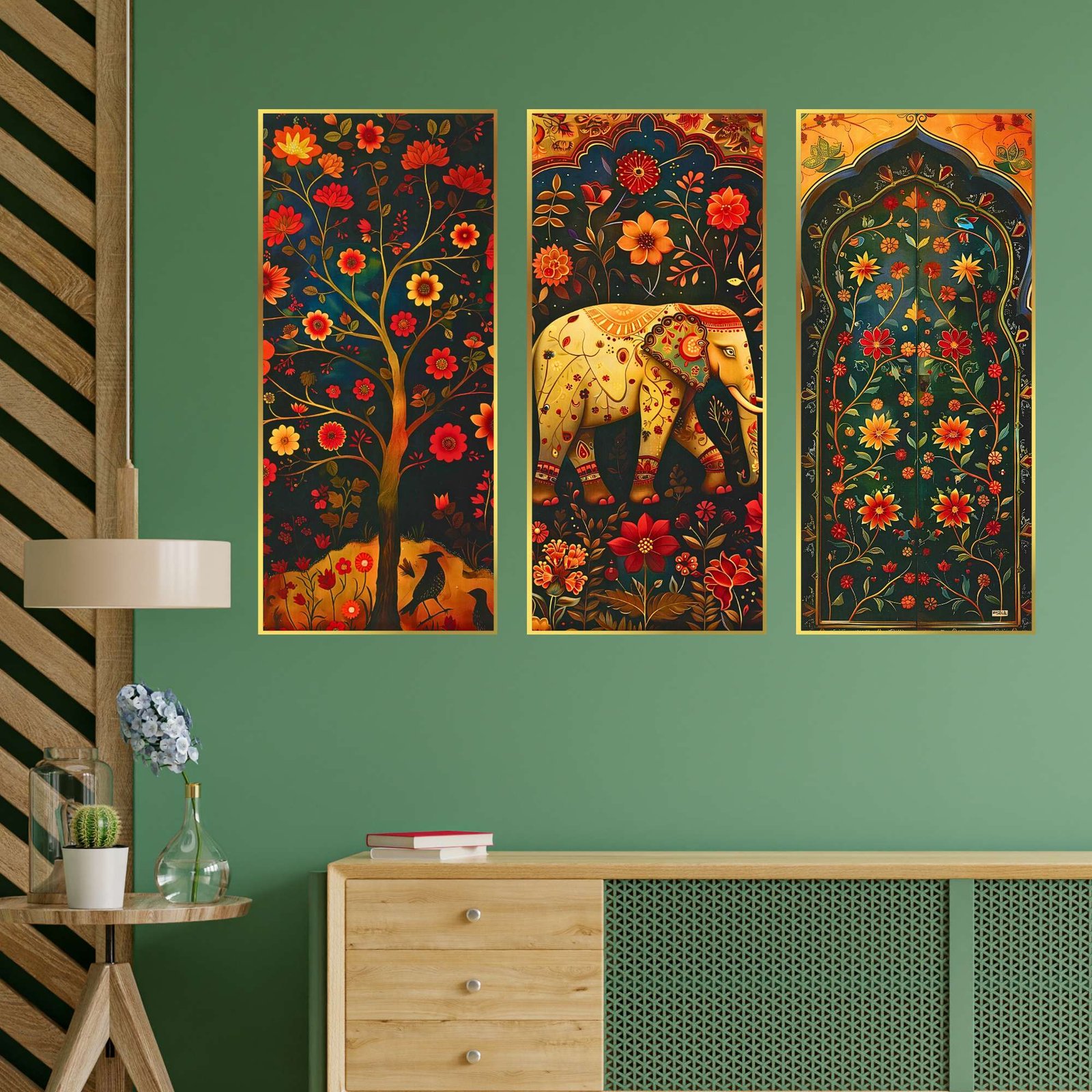 Set of Three large Wall Paintings for Wall Dacoration Golden Framed Wall Paintings for Living Room & Bedroom Wall Art for Home Decoration & Office Wall Dรฉcor (14x11 inch CH-LGD3-3) - Image 4